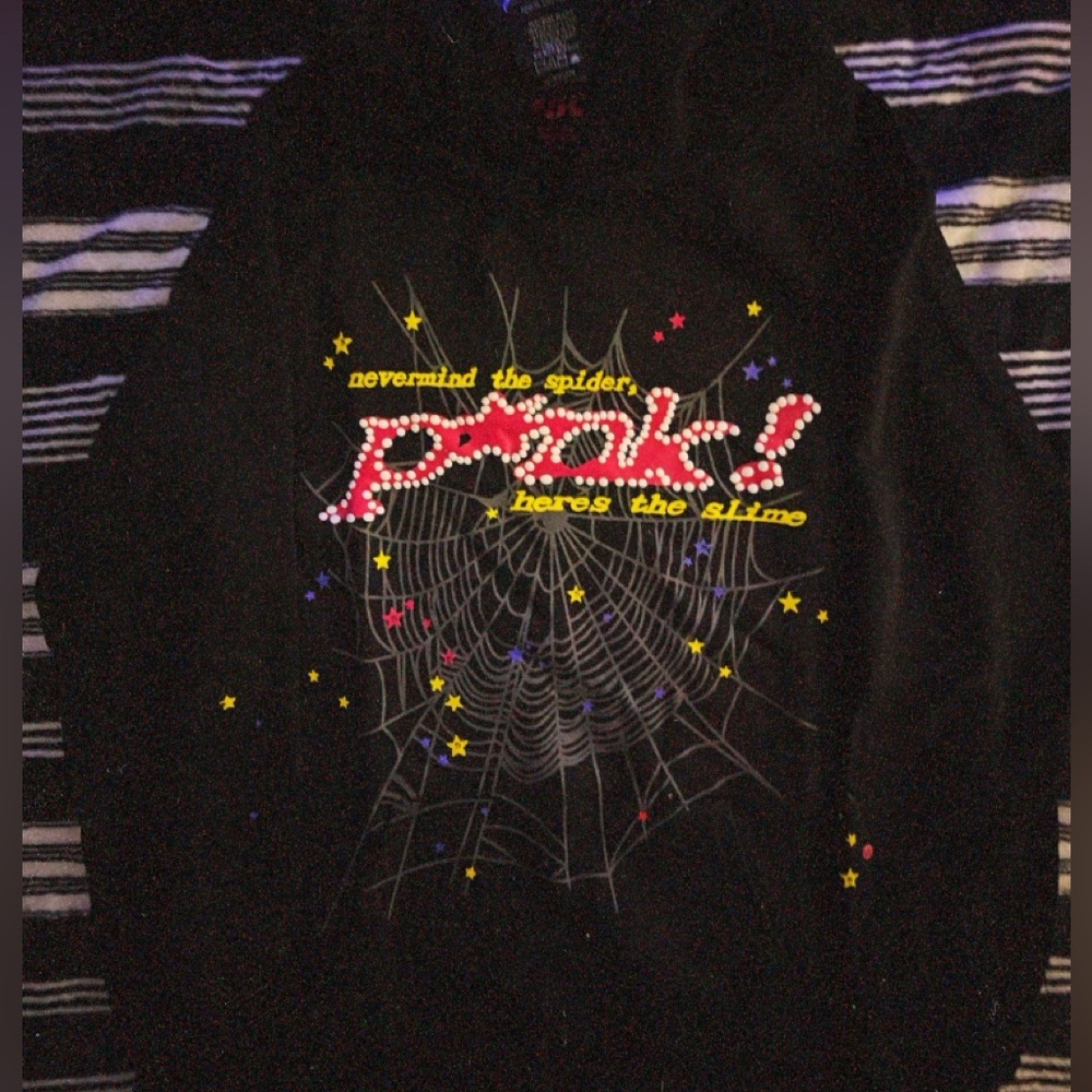 Black Spider Graphic Hoodie With Detailed Designs